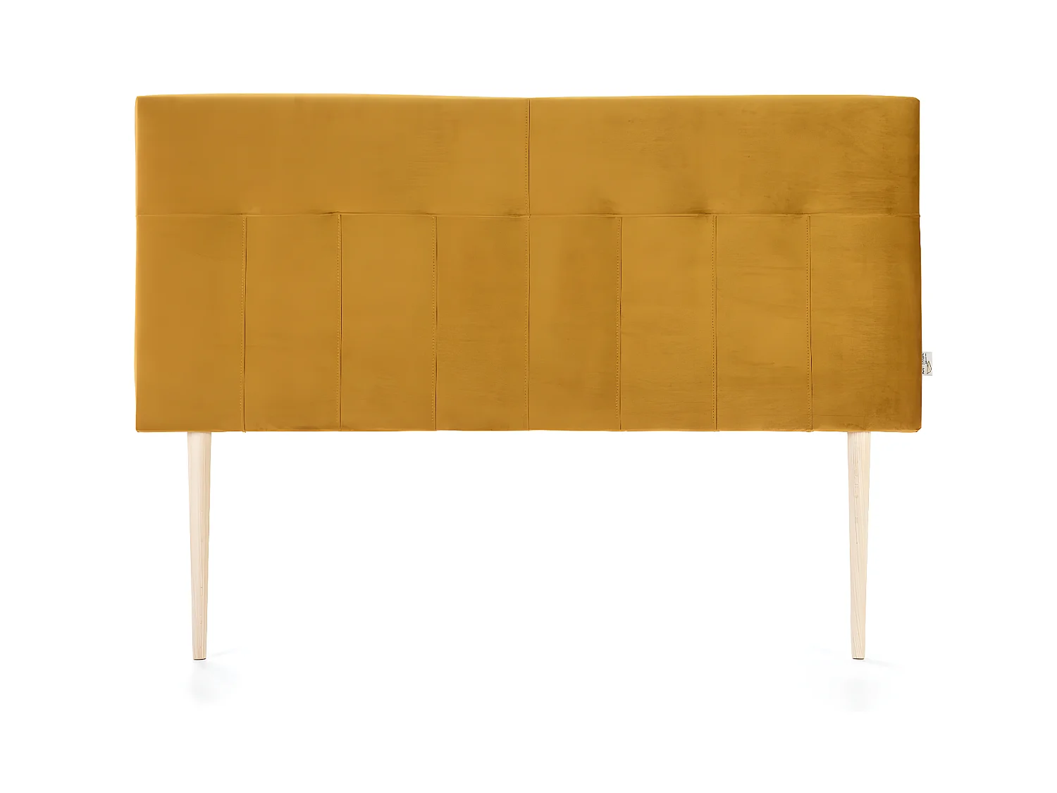 Tête de lit tapissée Napoles 140x100 cm Moutarde, Velours, Pieds en Bois