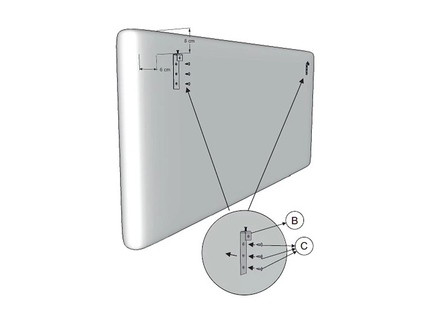 Tête de lit Rombo 140x60 cm Blanc, rembourrée de Mousse