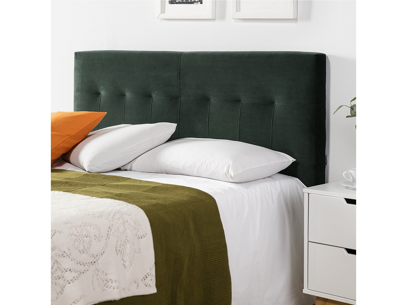 T te De Lit Tapiss e Napoles 160x100 Cm Vert Velours Pieds En Bois