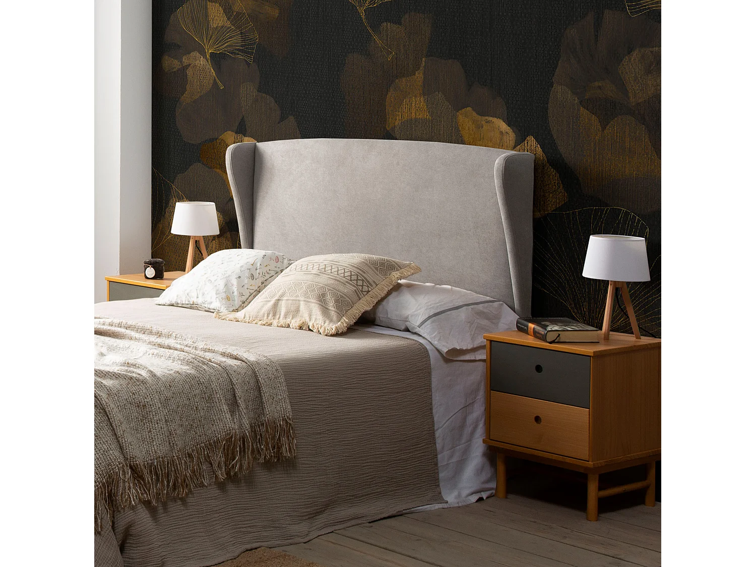 Tête de lit tapissée Munich Oreiller 140x60 cm Couleur Gris