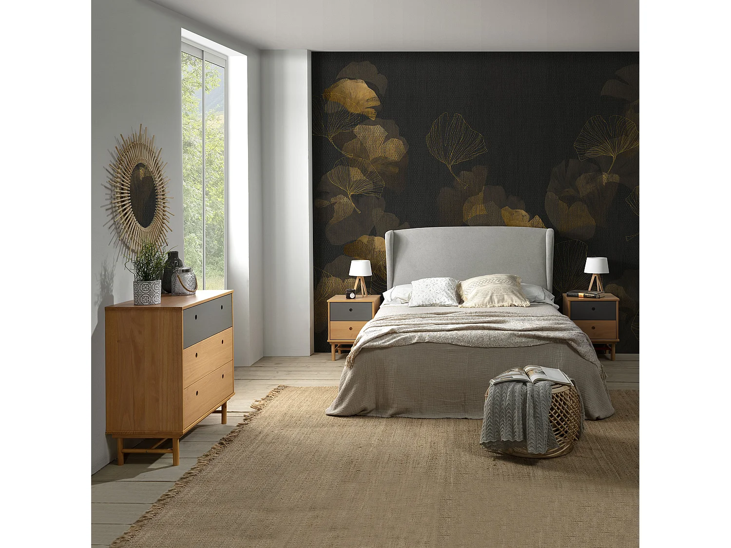 Tête de lit tapissée Munich Oreiller 140x60 cm Couleur Gris