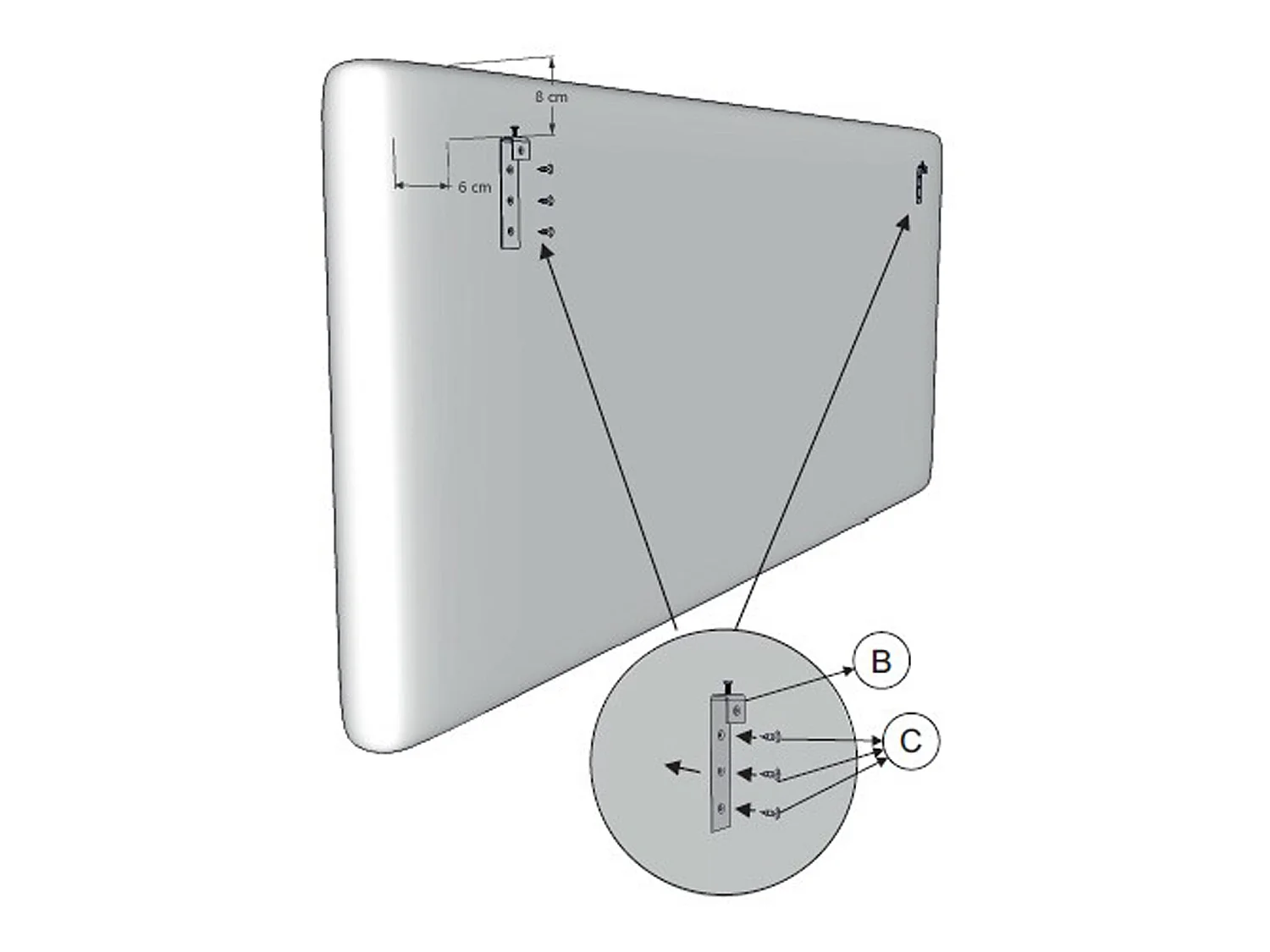 Cabecero tapizado Rombo 160x60 cm Blanco, Acolchado con Espuma, 8 cm de Grosor