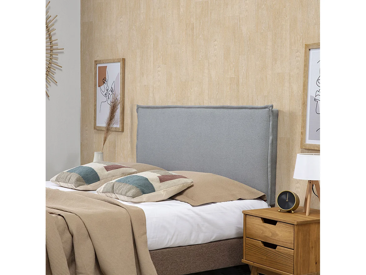 Tête de lit Berlin 140x100 cm, Tissu Gris, Épaisseur Totale de 8 cm