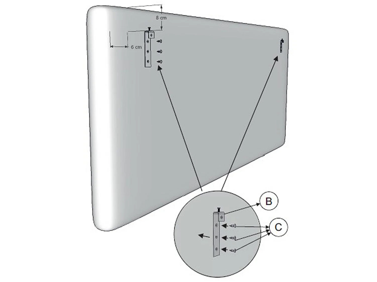 Tête de lit Carla 150x60 cm Blanc, rembourrée de Mousse