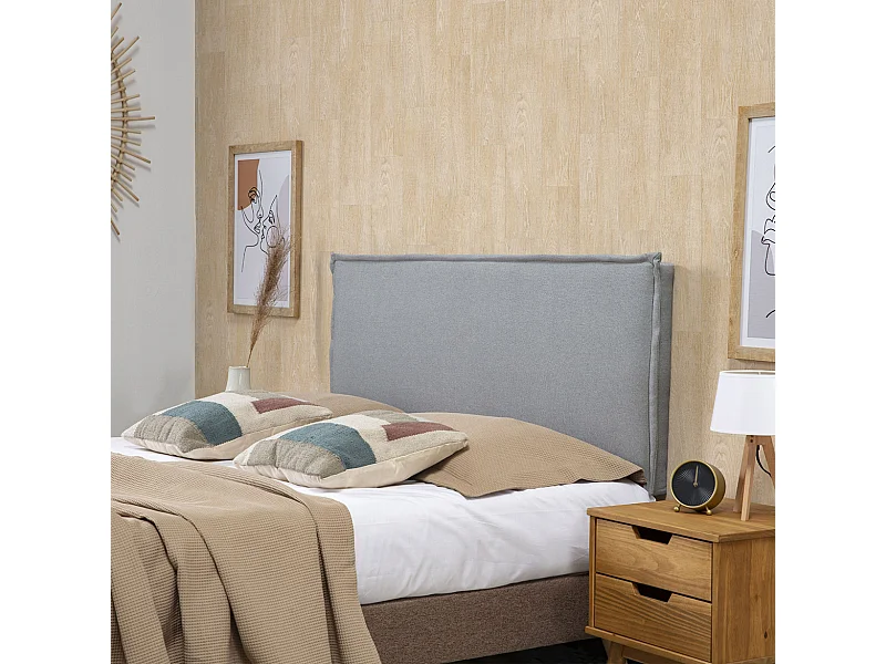 Hoofdeinde bekleed Berlijn 160x100 cm, Grijze stof, 8 cm diep, inclusief ophangbeugels.