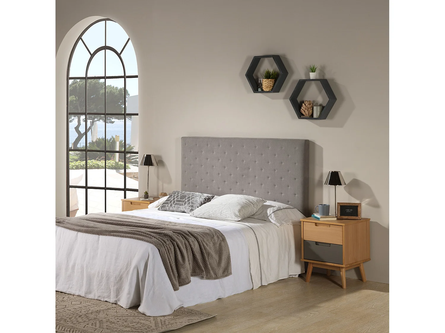 Tête de lit Malta 150x60 cm Couleur Gris, 8 cm d'épaisseur