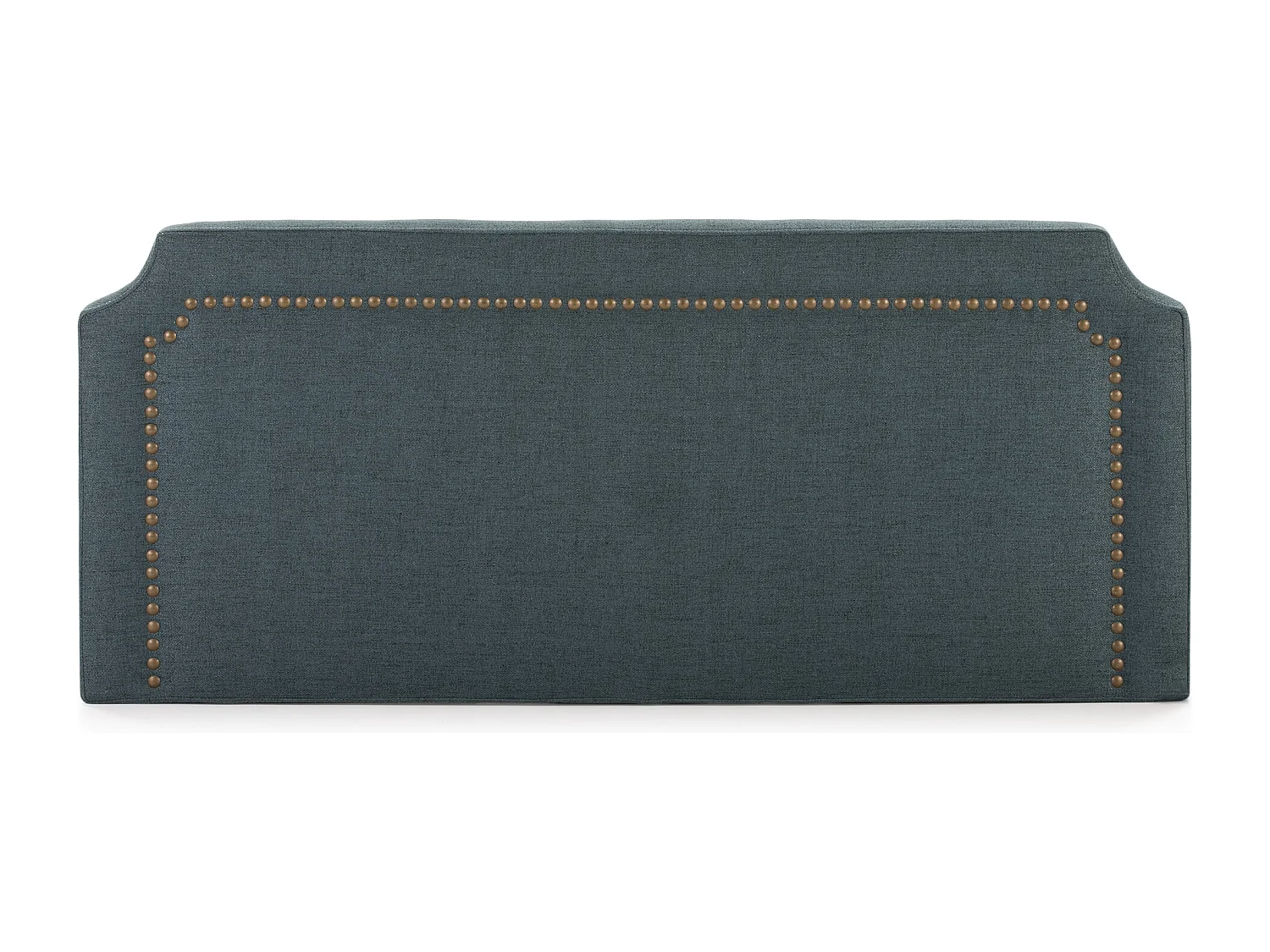 Tête de lit tapissée Leonor 140x60 cm Bleu, Clous en Marron, épaisseur de 8 cm