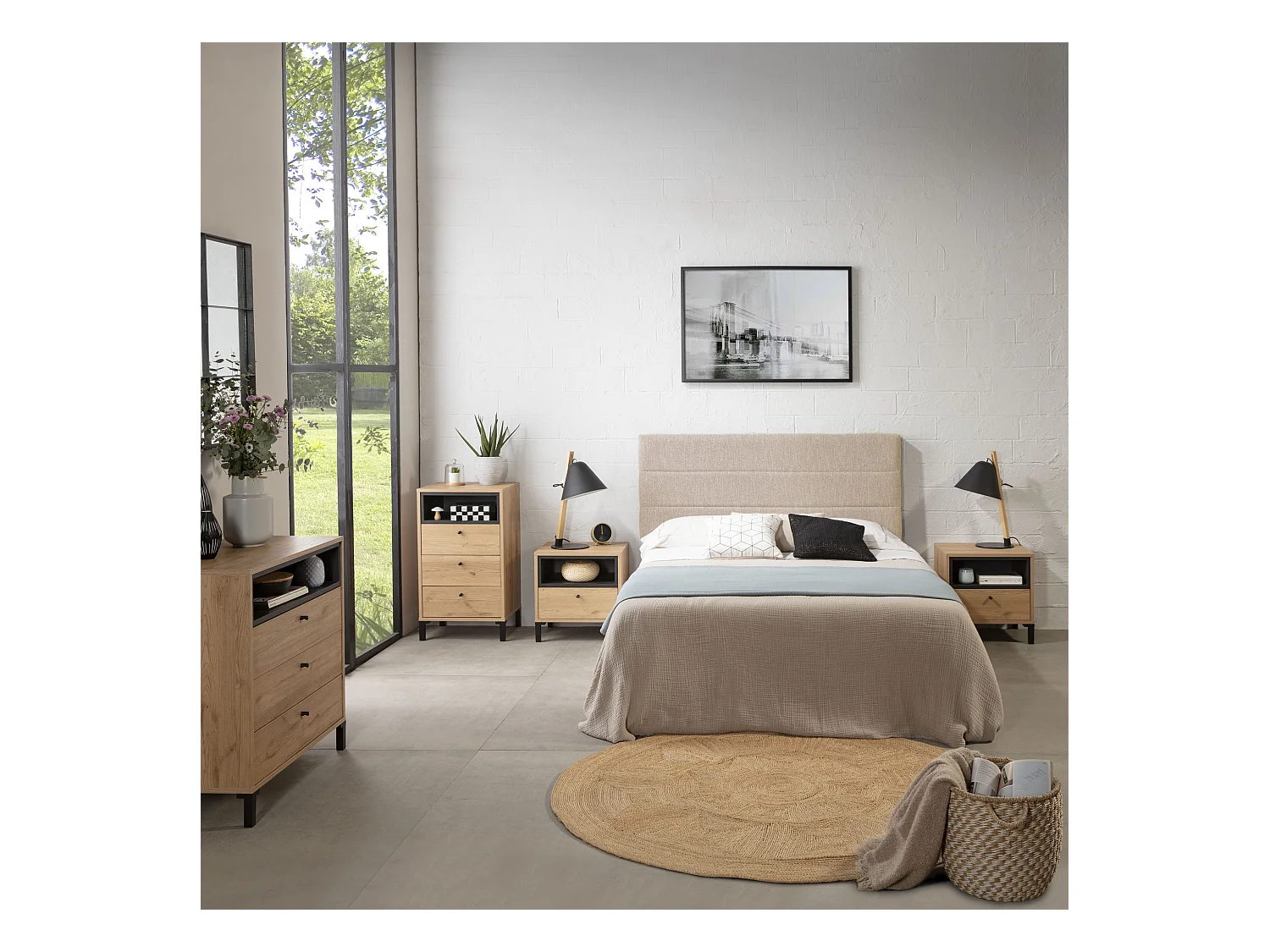 Tête de lit tapissée Miconos 160x60 cm Couleur Beige, 8 cm d'épaisseur
