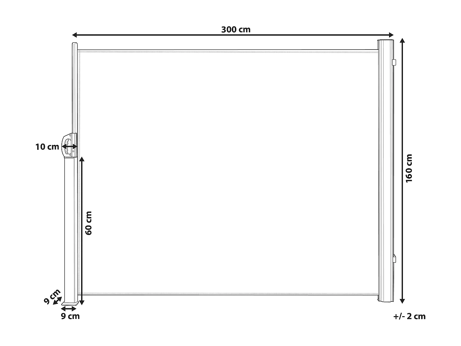 Auvent latéral DORIO 305 cm 160 cm Gris clair
