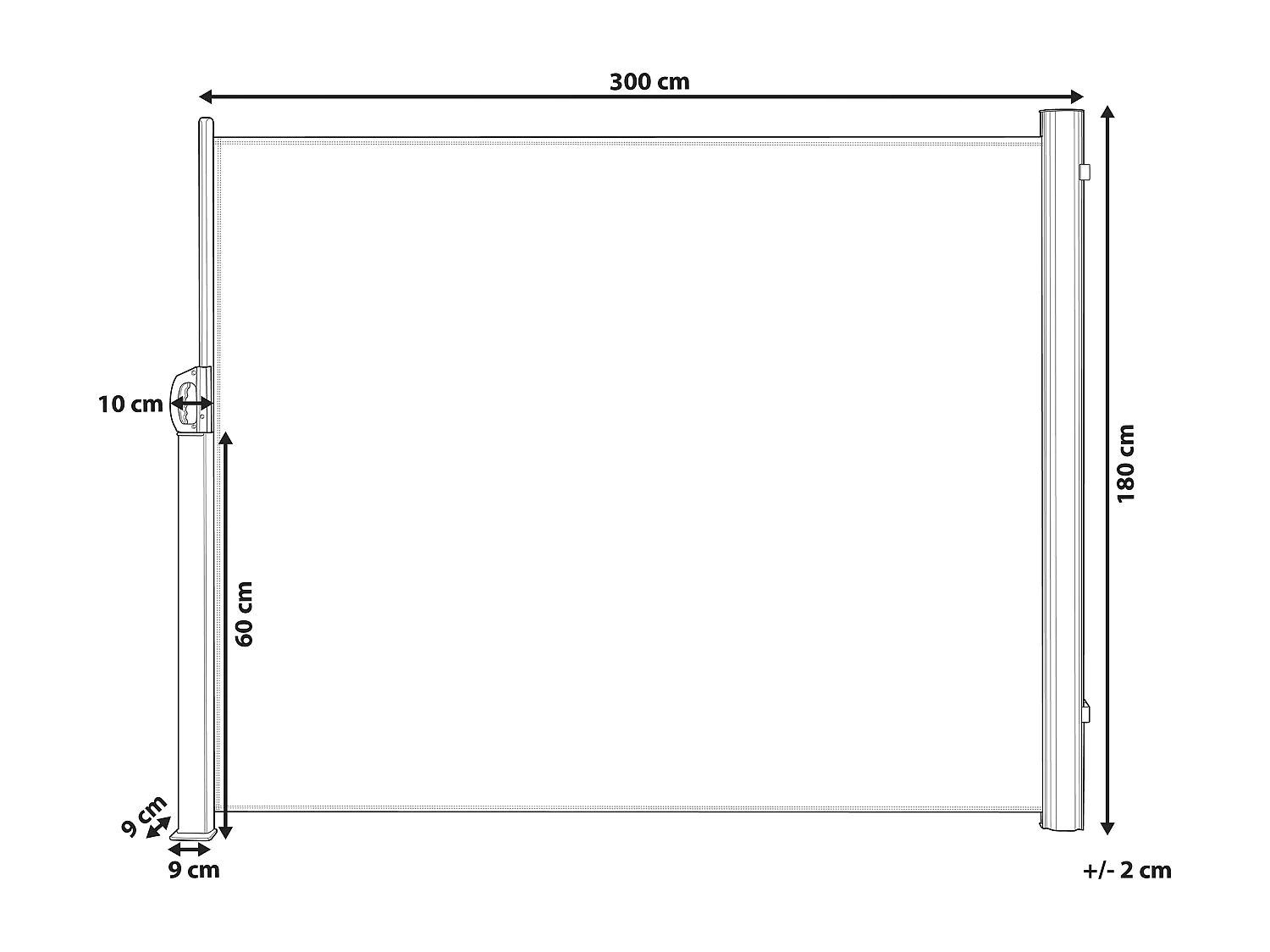 Tenda laterale estraibile 180 x 300 cm beige DORIO