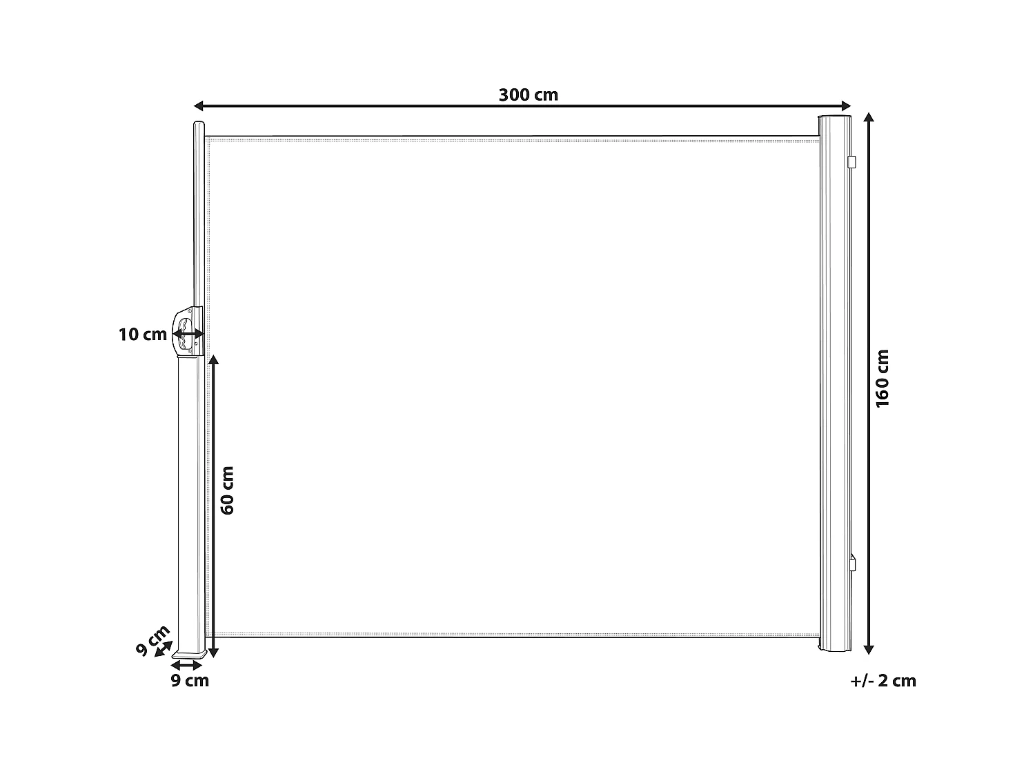 Aluminium Seitenmarkise beige 160x300 ausziehbar Sichtschutz Windschutz Dorio
