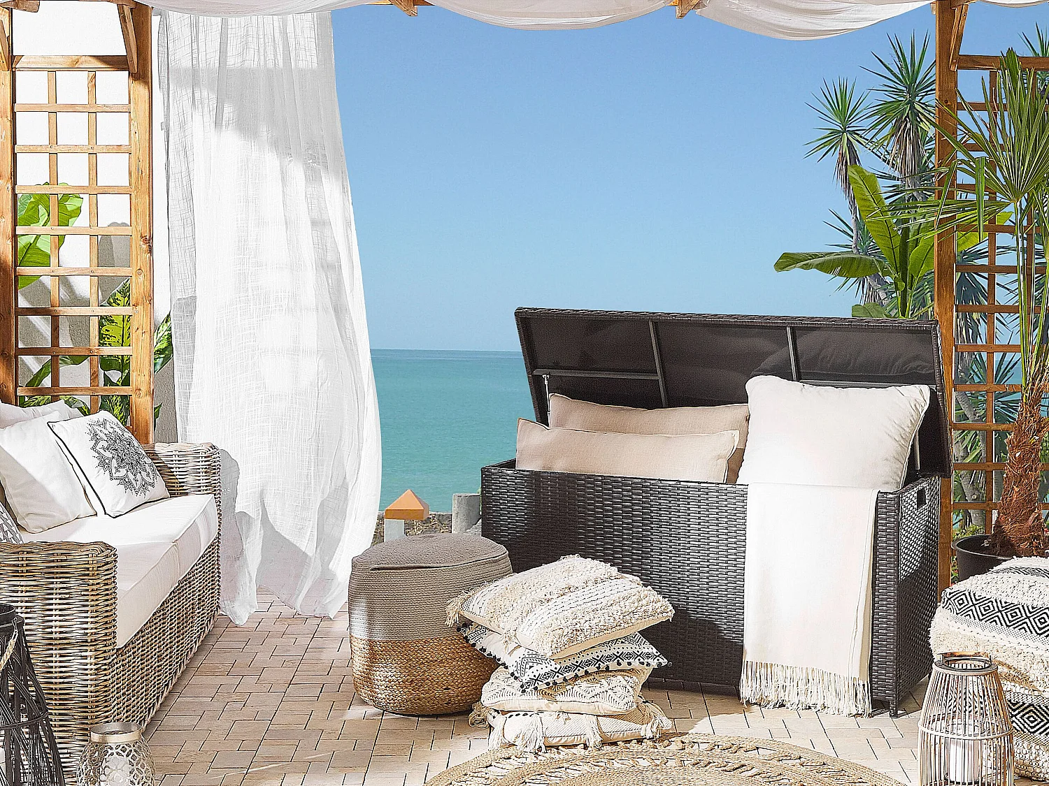 Caixa de arrumação MODENA 126 cm 46 cm Castanho