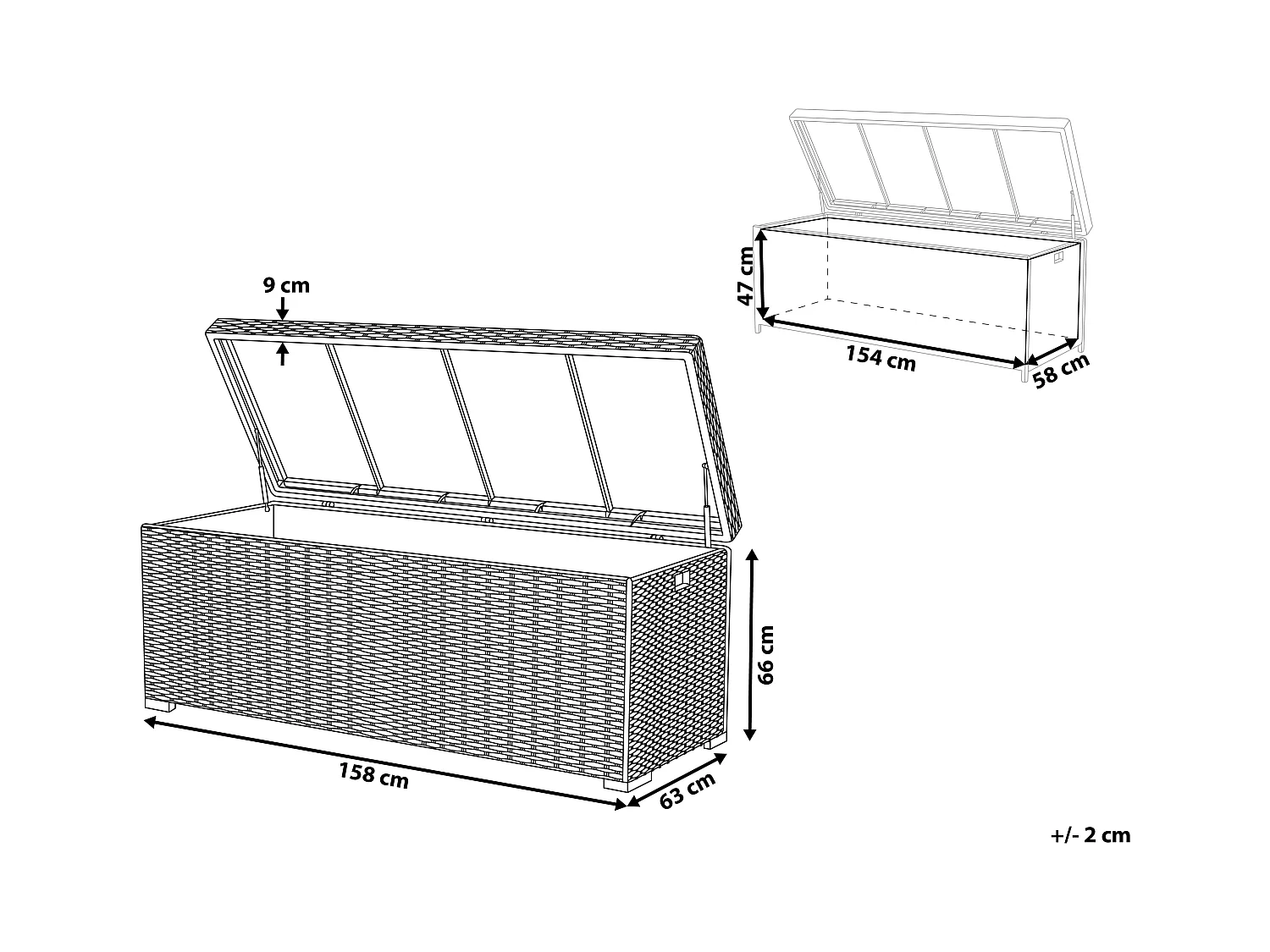 Praktische Auflagenbox Rattan grau Modena