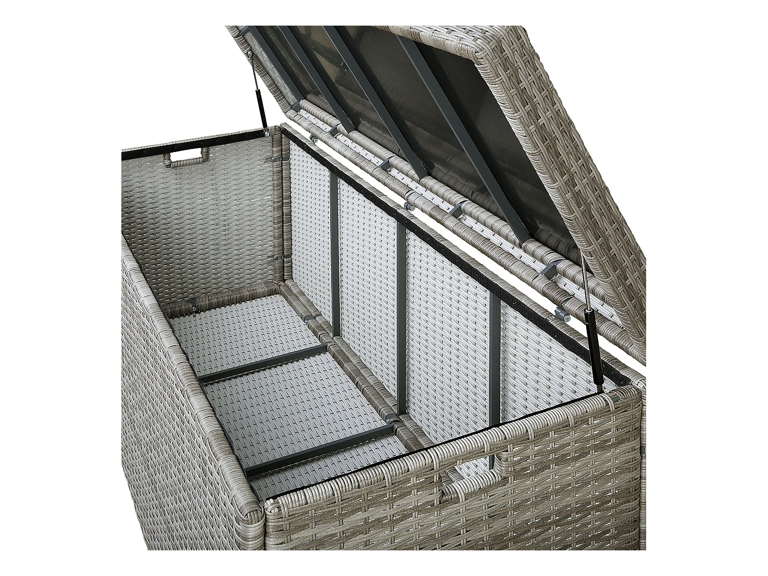 Praktische Auflagenbox Rattan grau Modena