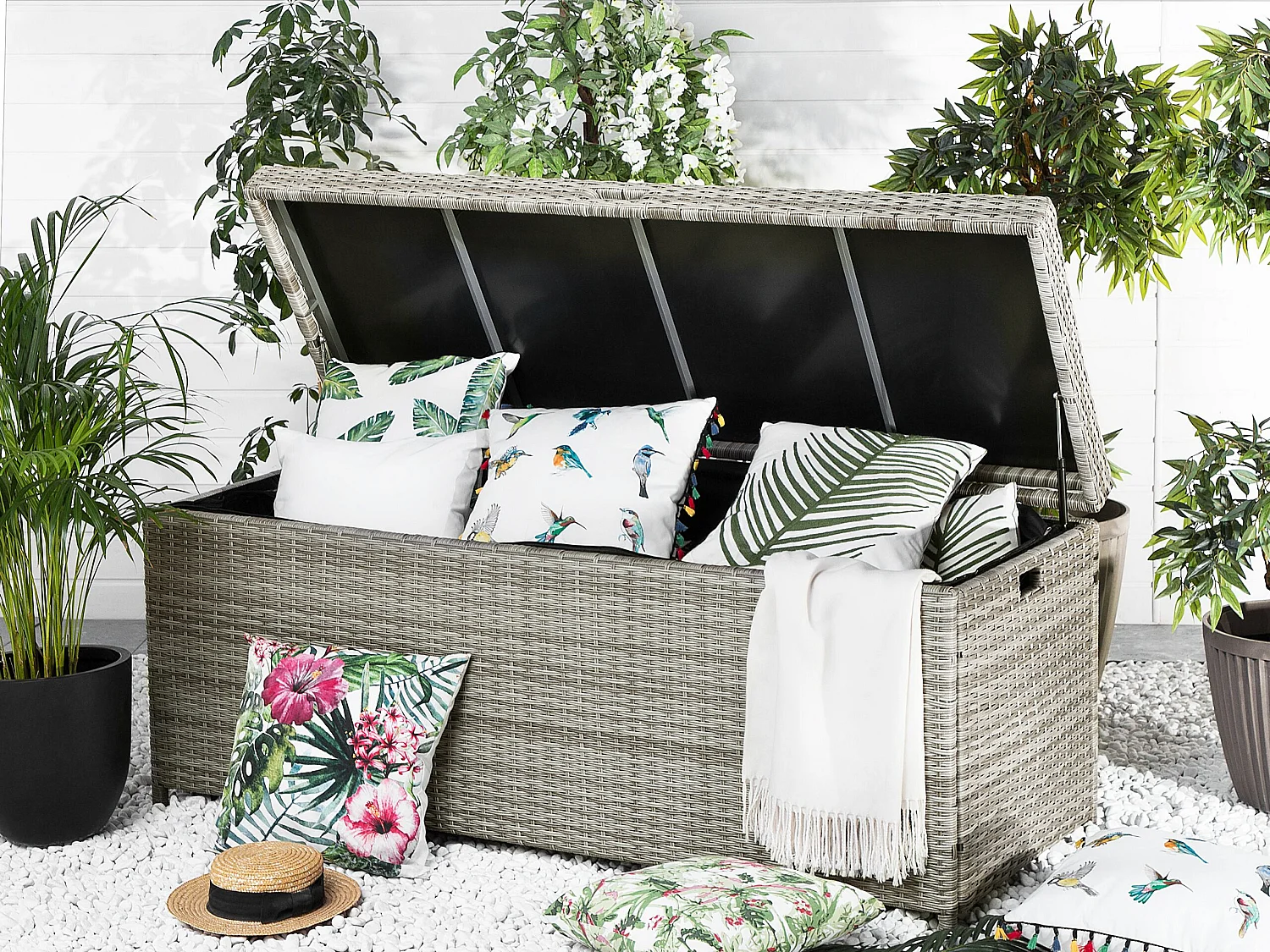 Coffre de rangement MODENA 158 cm 63 cm Gris