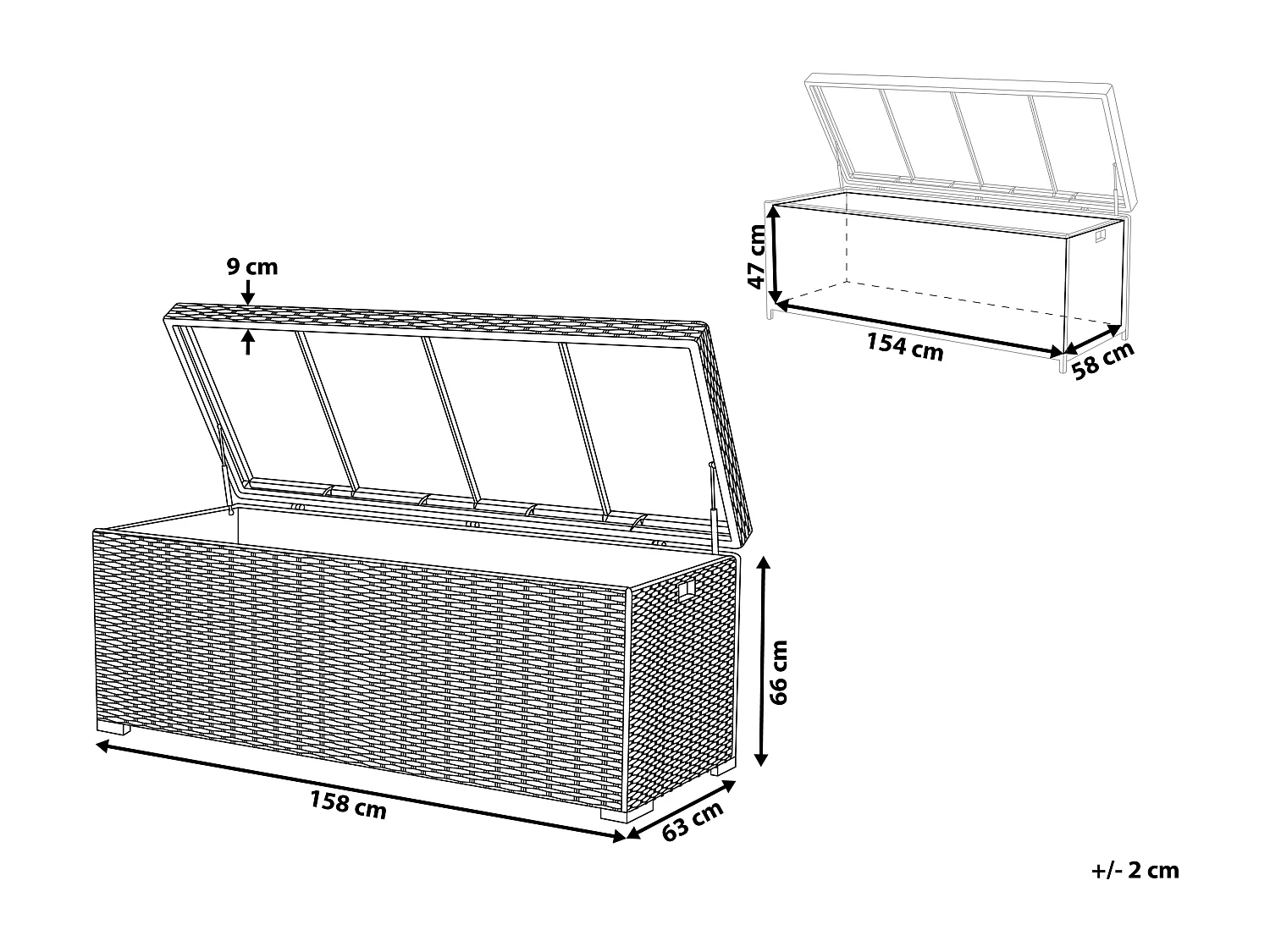 Coffre de rangement MODENA 158 cm 63 cm Gris