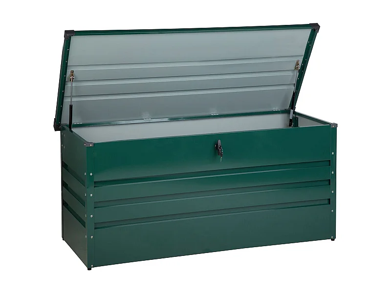 Skrzynia ogrodowa CEBROSA Metal 132 cm 62 cm Ciemnozielony