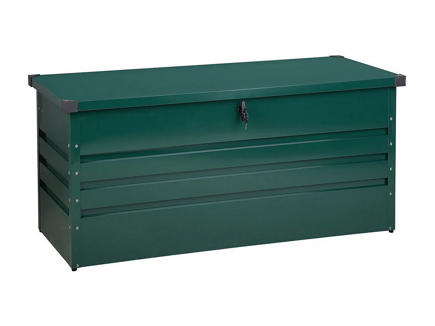 Große Metall-Gartentruhe 400 l dunkelgrün Kissenbox Auflagenbox für die Terrasse wasserdicht Aufbewahrungsbox Gartenbox Cebrosa