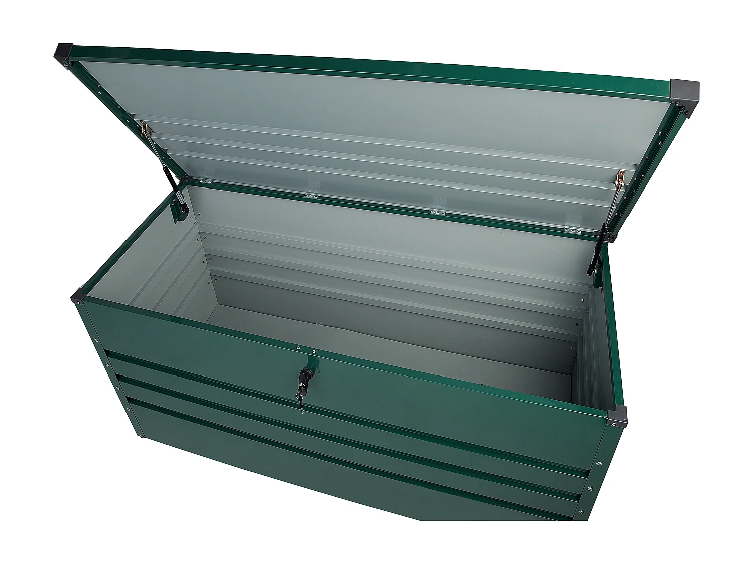 Große Metall-Gartentruhe 400 l dunkelgrün Kissenbox Auflagenbox für die Terrasse wasserdicht Aufbewahrungsbox Gartenbox Cebrosa