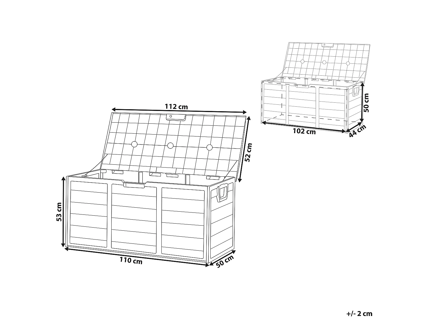 Beliani Wetterfeste Kunststoff-Auflagenbox Locarno in Grau und Grün, 112x50 cm – Perfekte Aufbewahrungslösung für Garten, Balkon und Terrasse Locarno