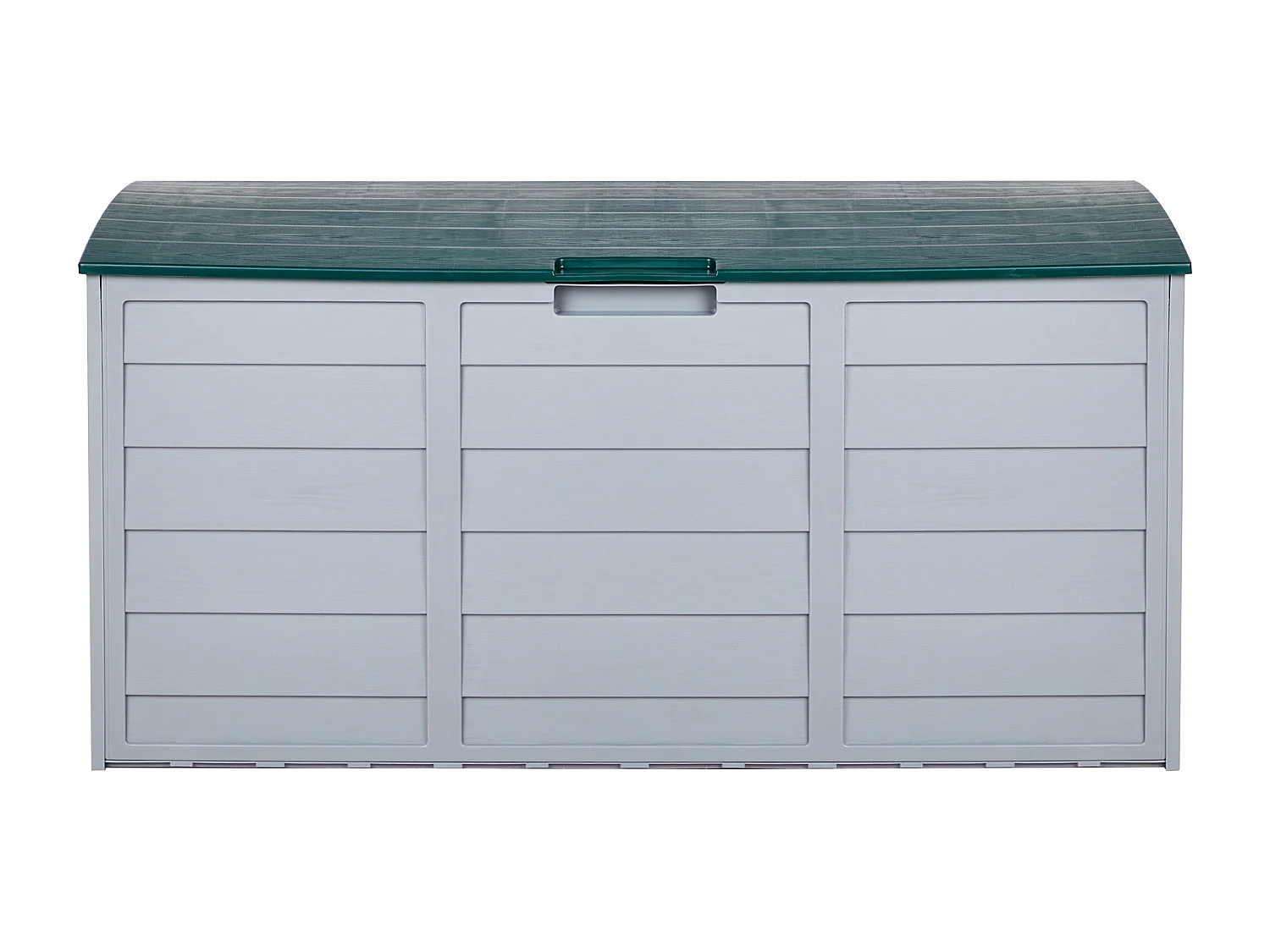 Beliani Wetterfeste Kunststoff-Auflagenbox Locarno in Grau und Grün, 112x50 cm – Perfekte Aufbewahrungslösung für Garten, Balkon und Terrasse Locarno