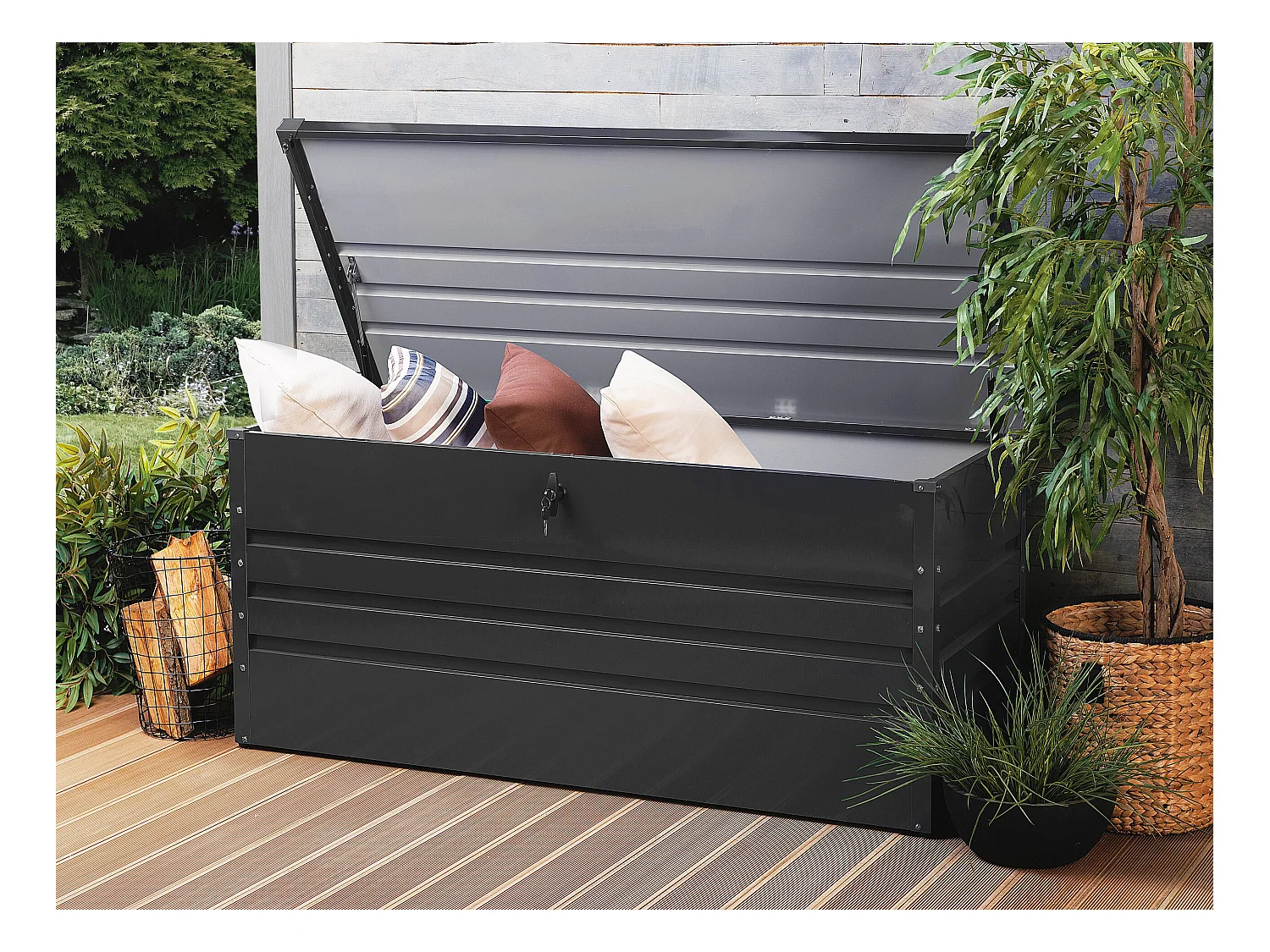 Coffre de rangement CEBROSA 132 cm 62 cm Gris graphite