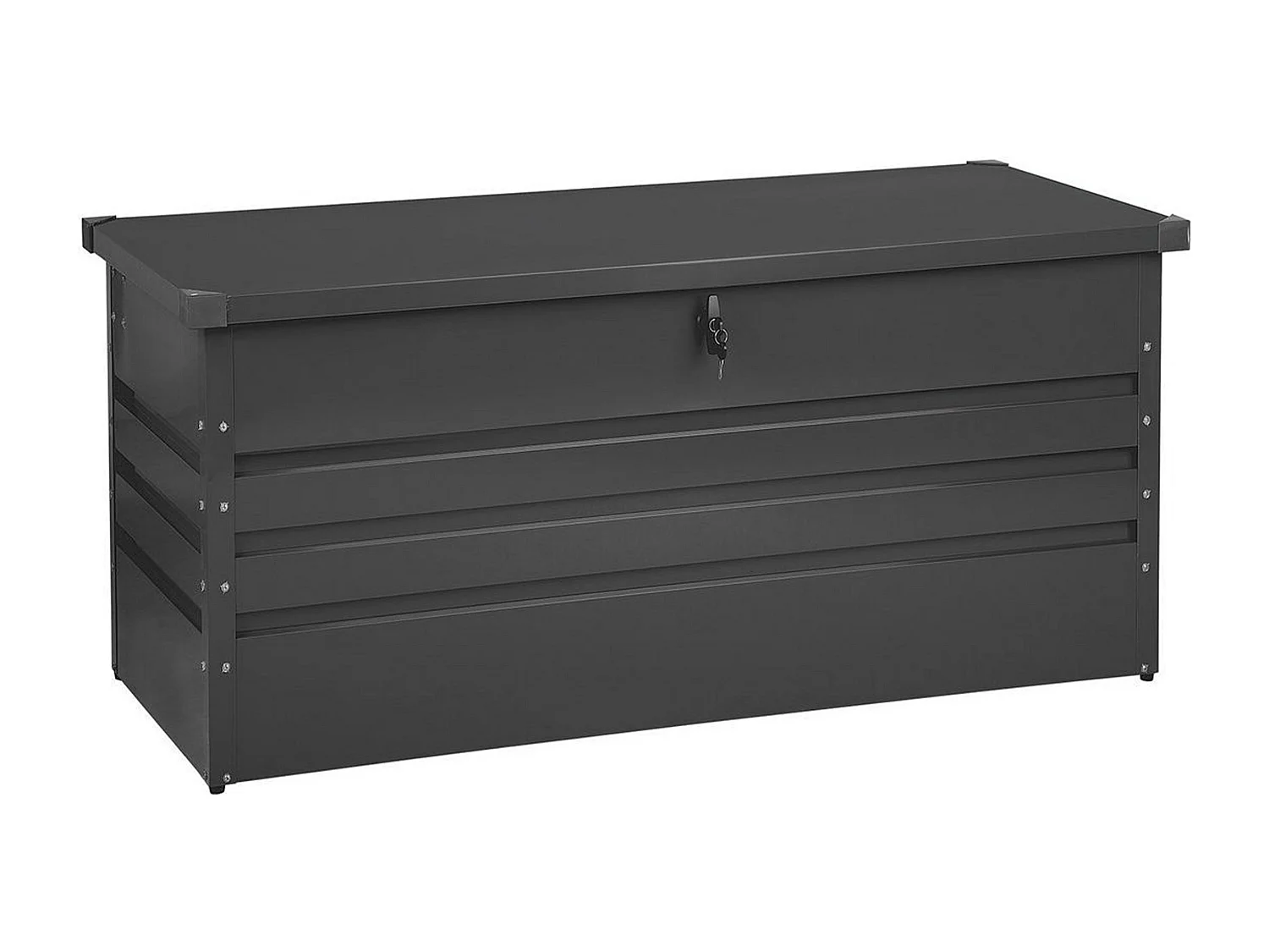 Große Metall-Gartentruhe 400 l graphitgrau Kissenbox Auflagenbox für die Terrasse wasserdicht Aufbewahrungsbox Gartenbox Cebrosa