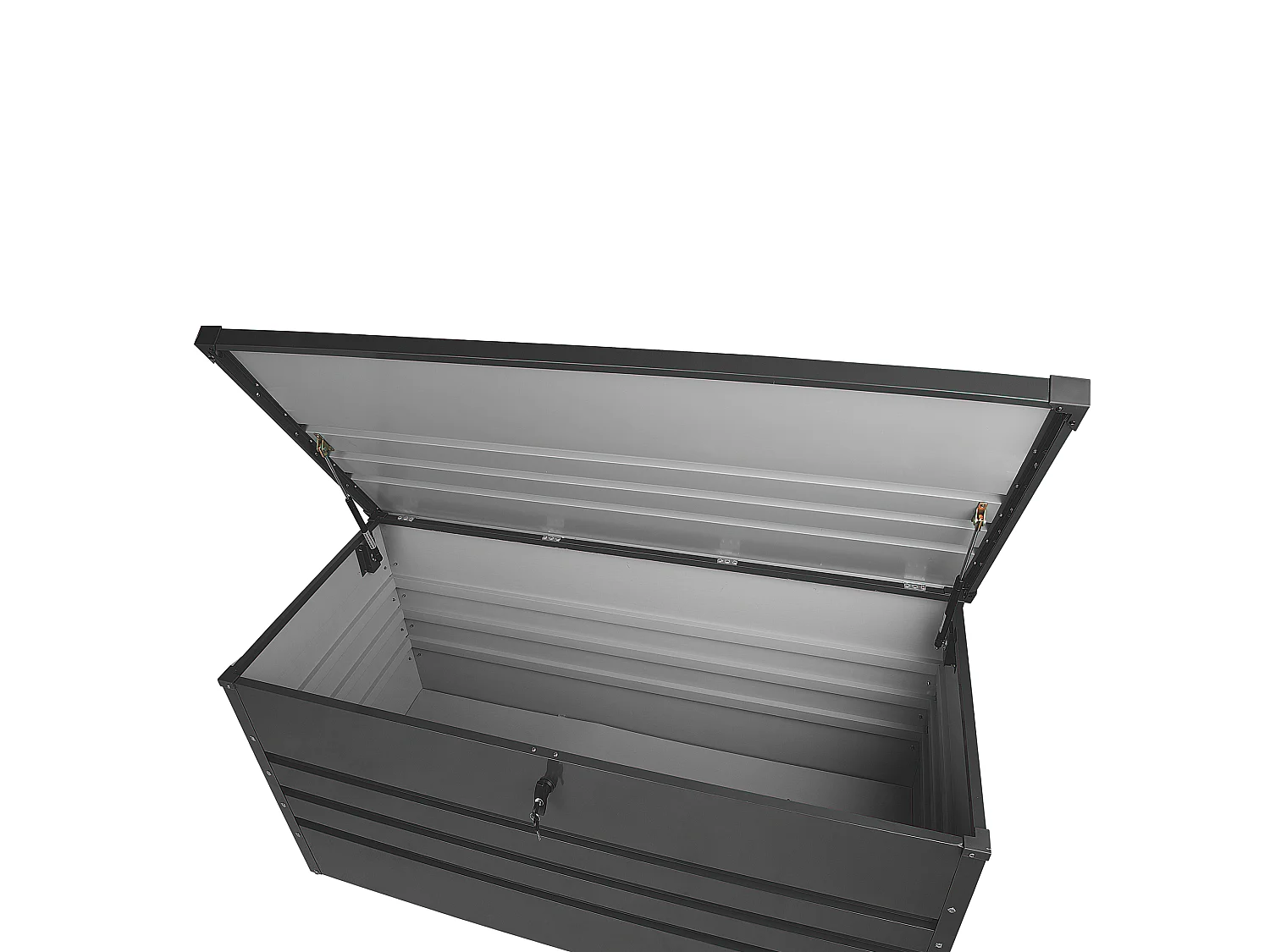 Große Metall-Gartentruhe 400 l graphitgrau Kissenbox Auflagenbox für die Terrasse wasserdicht Aufbewahrungsbox Gartenbox Cebrosa