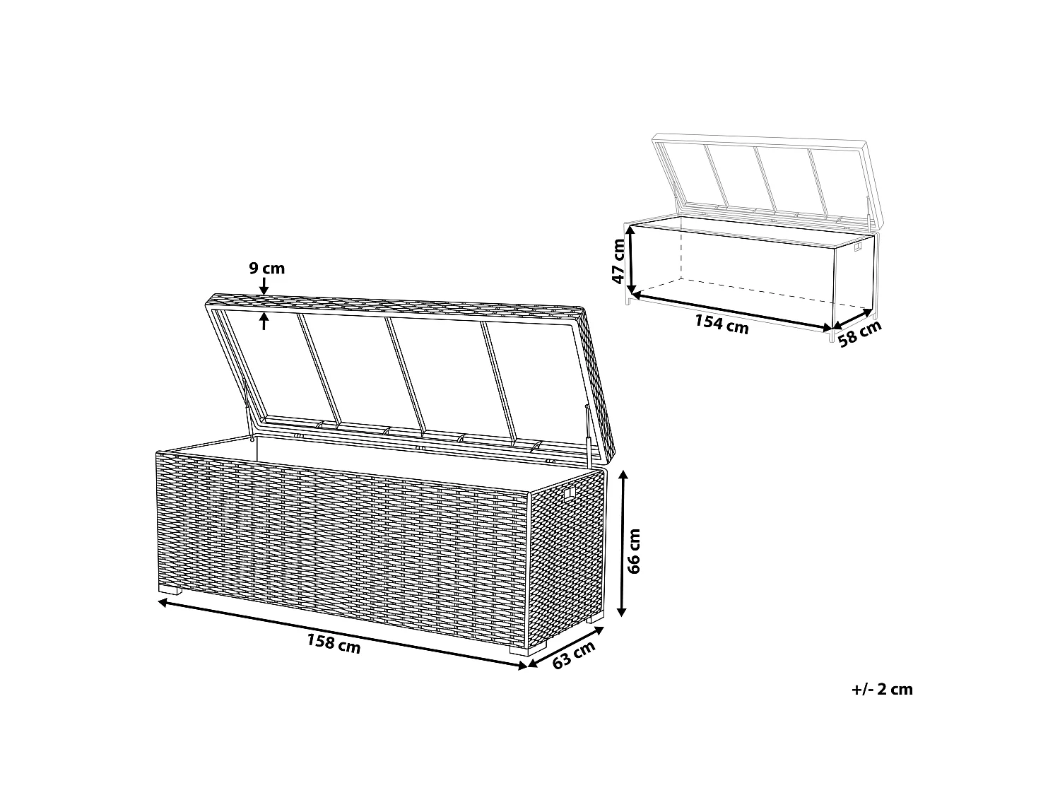 Coffre de rangement MODENA 158 cm 63 cm Blanc