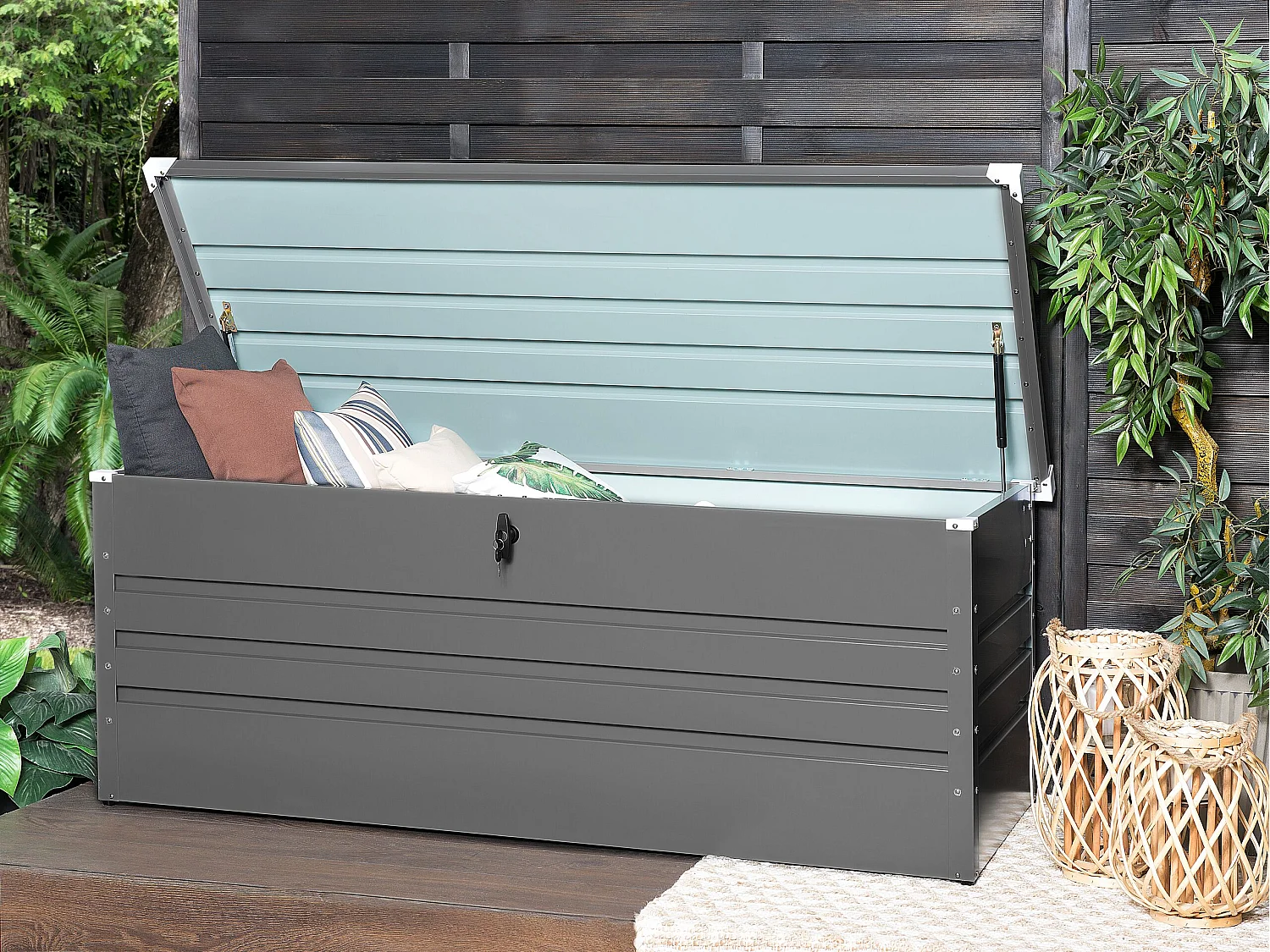 Kussenbox CEBROSA Metaal 165 cm 70 cm Grijs