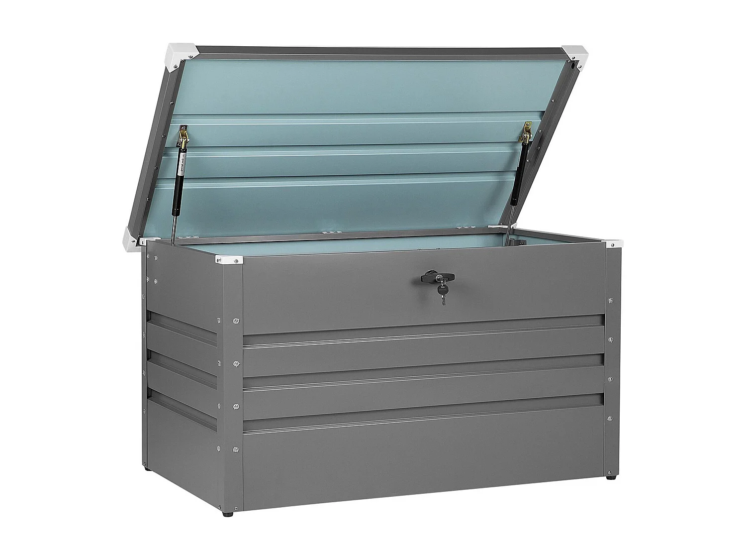 Große Metall-Gartentruhe 400 l grau Kissenbox Auflagenbox für die Terrasse wasserdicht Aufbewahrungsbox Gartenbox Cebrosa