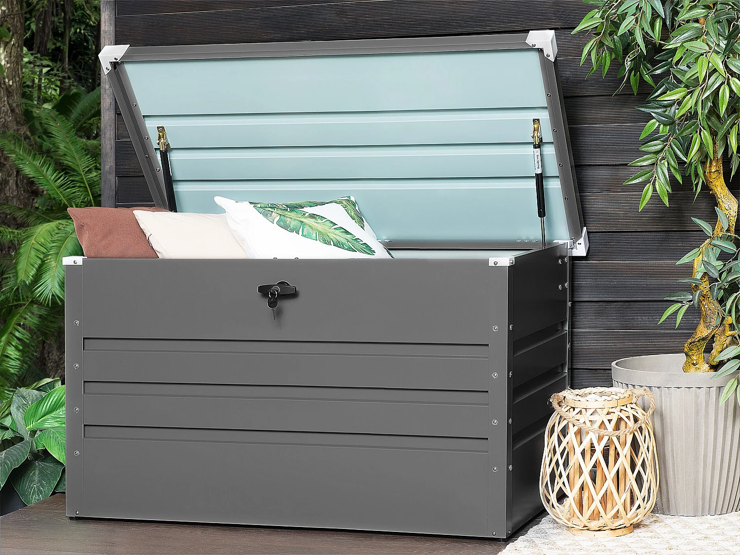 Coffre de rangement CEBROSA Métal 132 cm 62 cm Gris