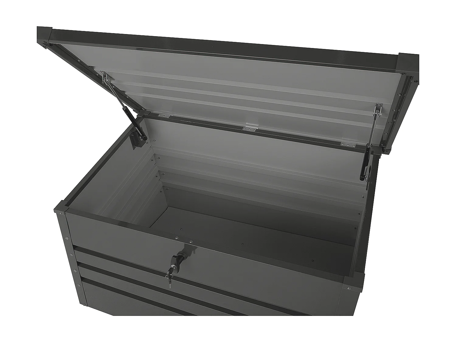 Metall-Gartentruhe 300 l graphitgrau Kissenbox Auflagenbox für die Terrasse wasserdicht Aufbewahrungsbox Gartenbox Cebrosa