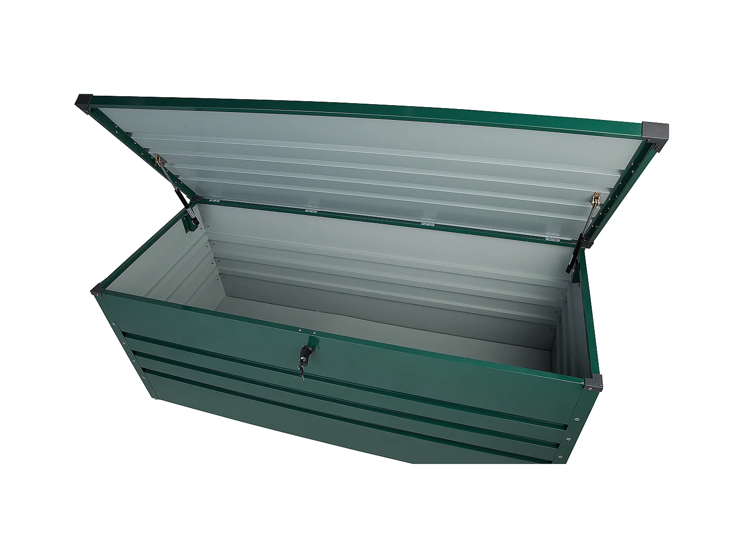 Große Metall-Gartentruhe 600 l dunkelgrün Kissenbox Auflagenbox für die Terrasse wasserdicht Aufbewahrungsbox Gartenbox Cebrosa