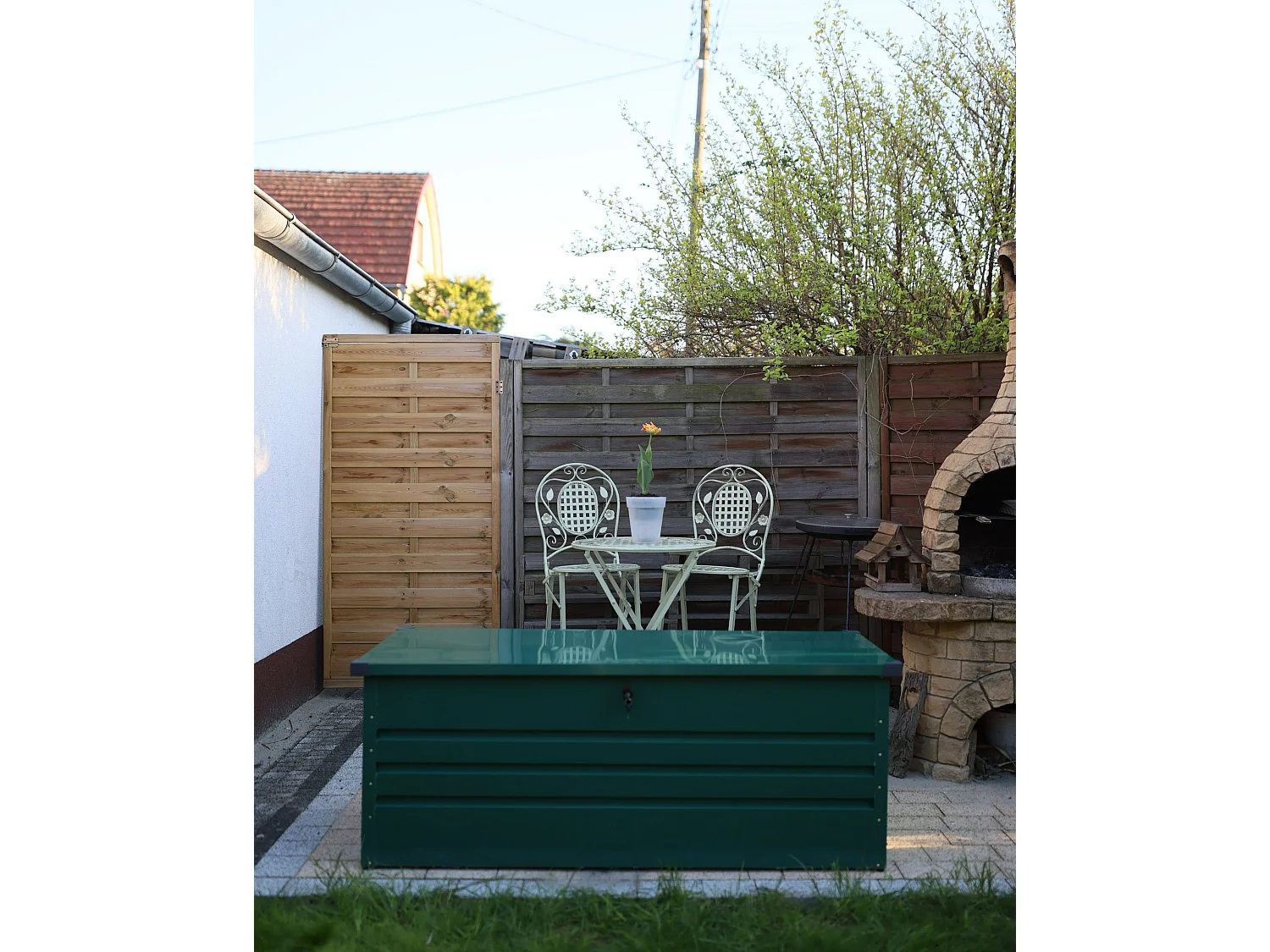 Coffre de rangement CEBROSA Métal 165 cm 70 cm Vert foncé