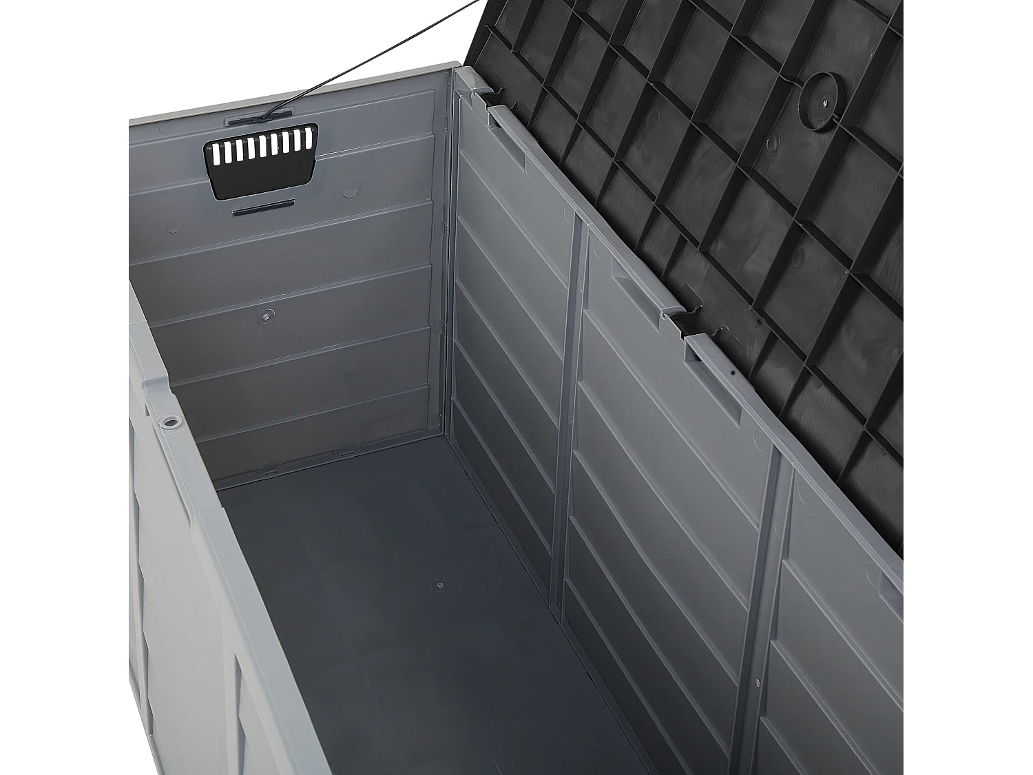 Auflagenbox aus Kunststoff grau / schwarz Gartentruhe Outdoor Kissenbox Locarno