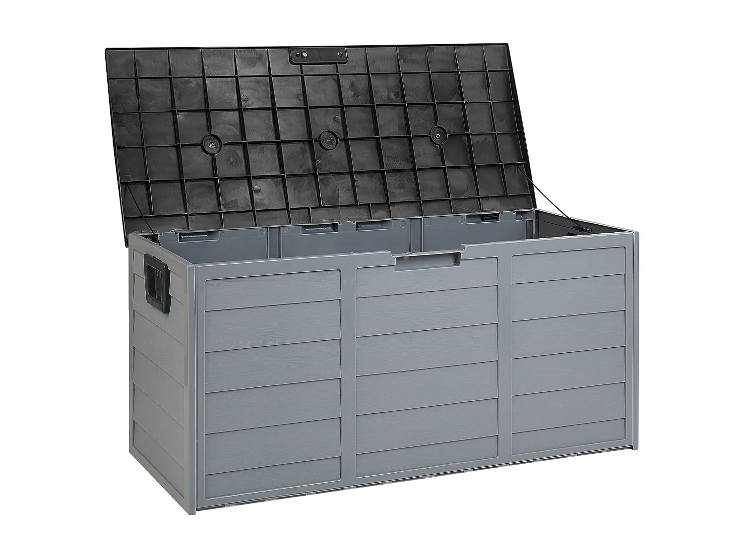Auflagenbox aus Kunststoff grau / schwarz Gartentruhe Outdoor Kissenbox Locarno