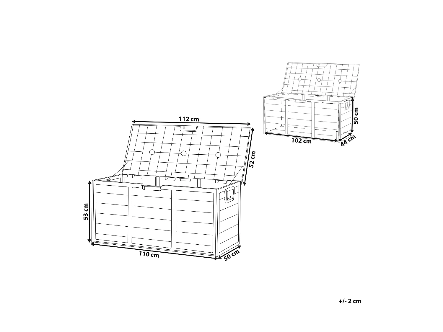 Auflagenbox aus Kunststoff grau / schwarz Gartentruhe Outdoor Kissenbox Locarno