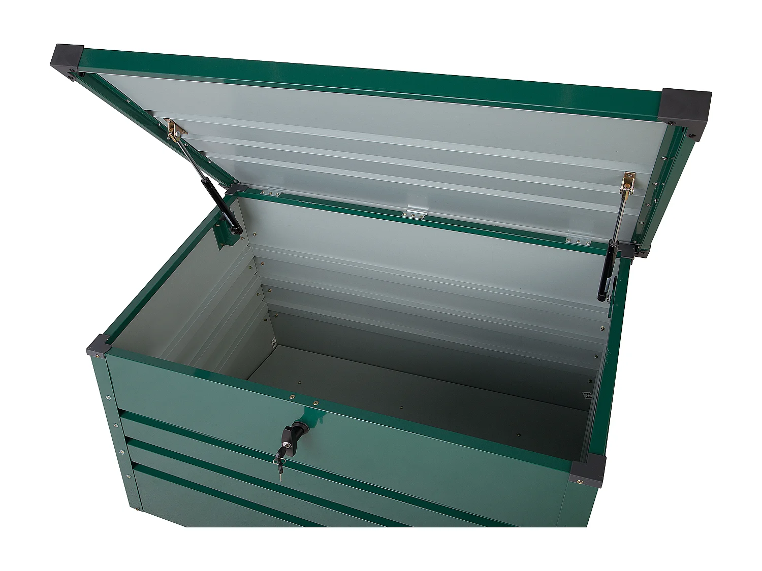 Metall-Gartentruhe 300 l dunkelgrün Kissenbox Auflagenbox für die Terrasse wasserdicht Aufbewahrungsbox Gartenbox Cebrosa