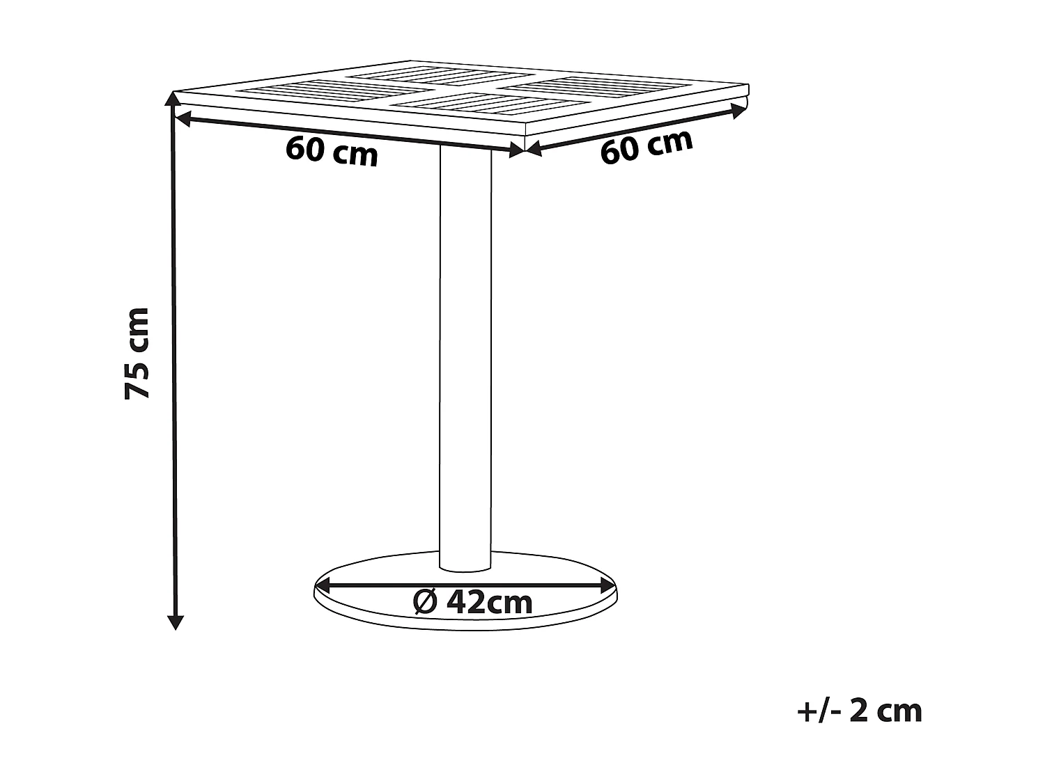 Table bistrot PALMI 60 cm 60 cm Imitation bois Marron