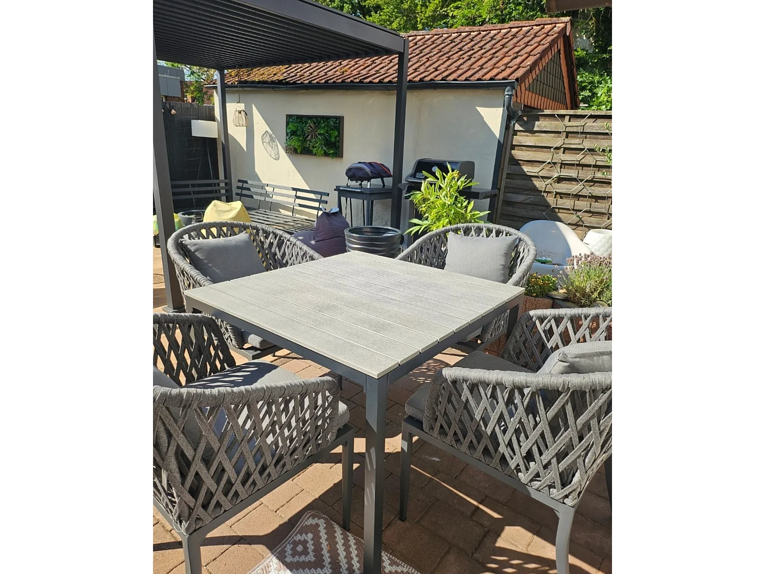Table de salle à manger de jardin PRATO 95 cm 95 cm Gris