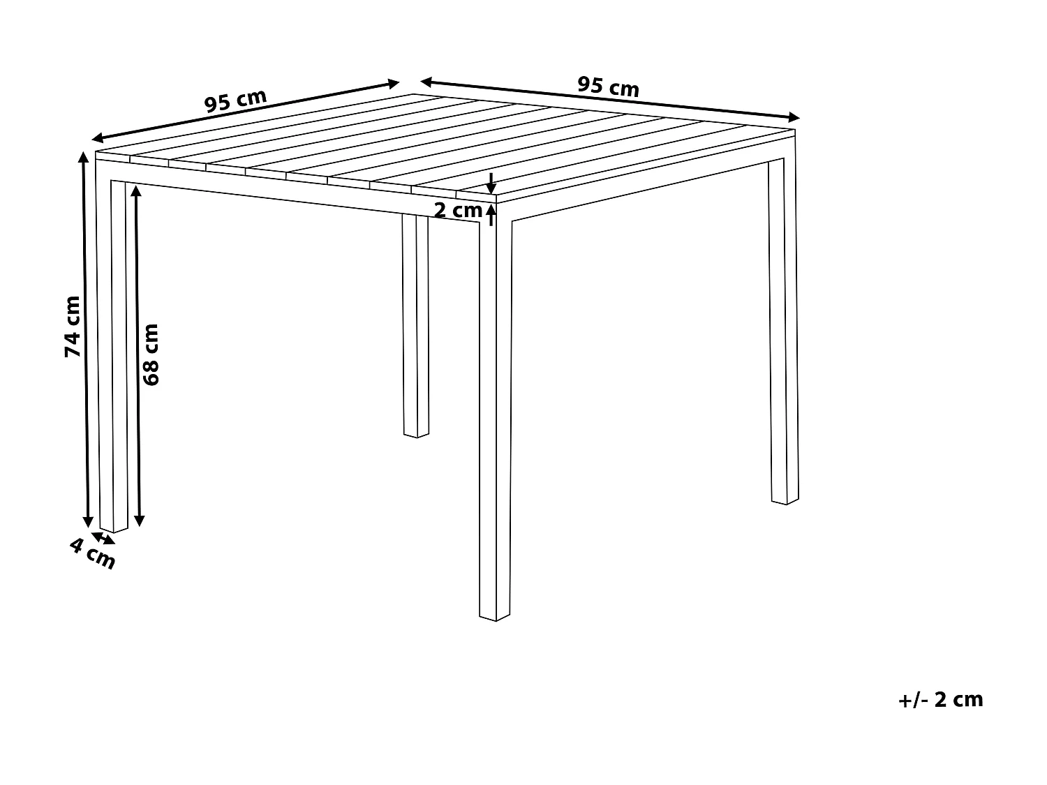 Gartentisch für 4 Personen 95 x 95 cm Aluminium schwarz Kunstholz grau Prato