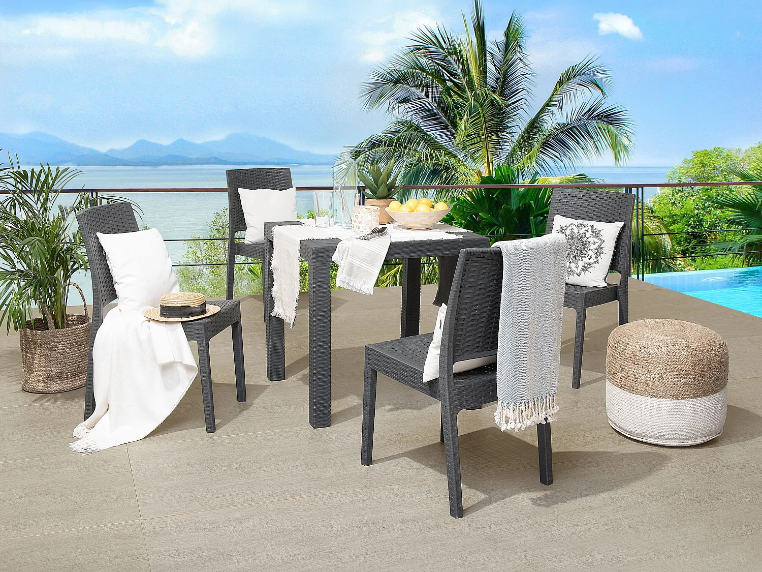 Mesa de refeição de jardim FOSSANO 80 cm 80 cm Cinzento grafite