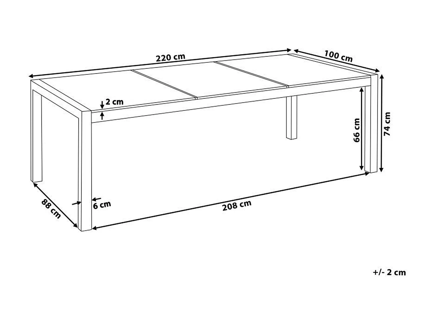Gartentisch Edelstahl Sicherheitsglas Crashglas transparent 220x100cm Grosseto