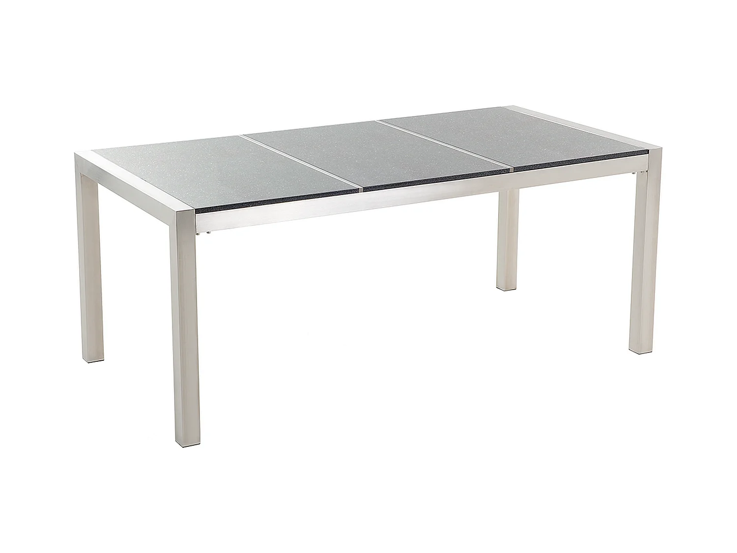 Klassischer Gartentisch 3 Platte Granit poliert grau 180 cm Grosseto