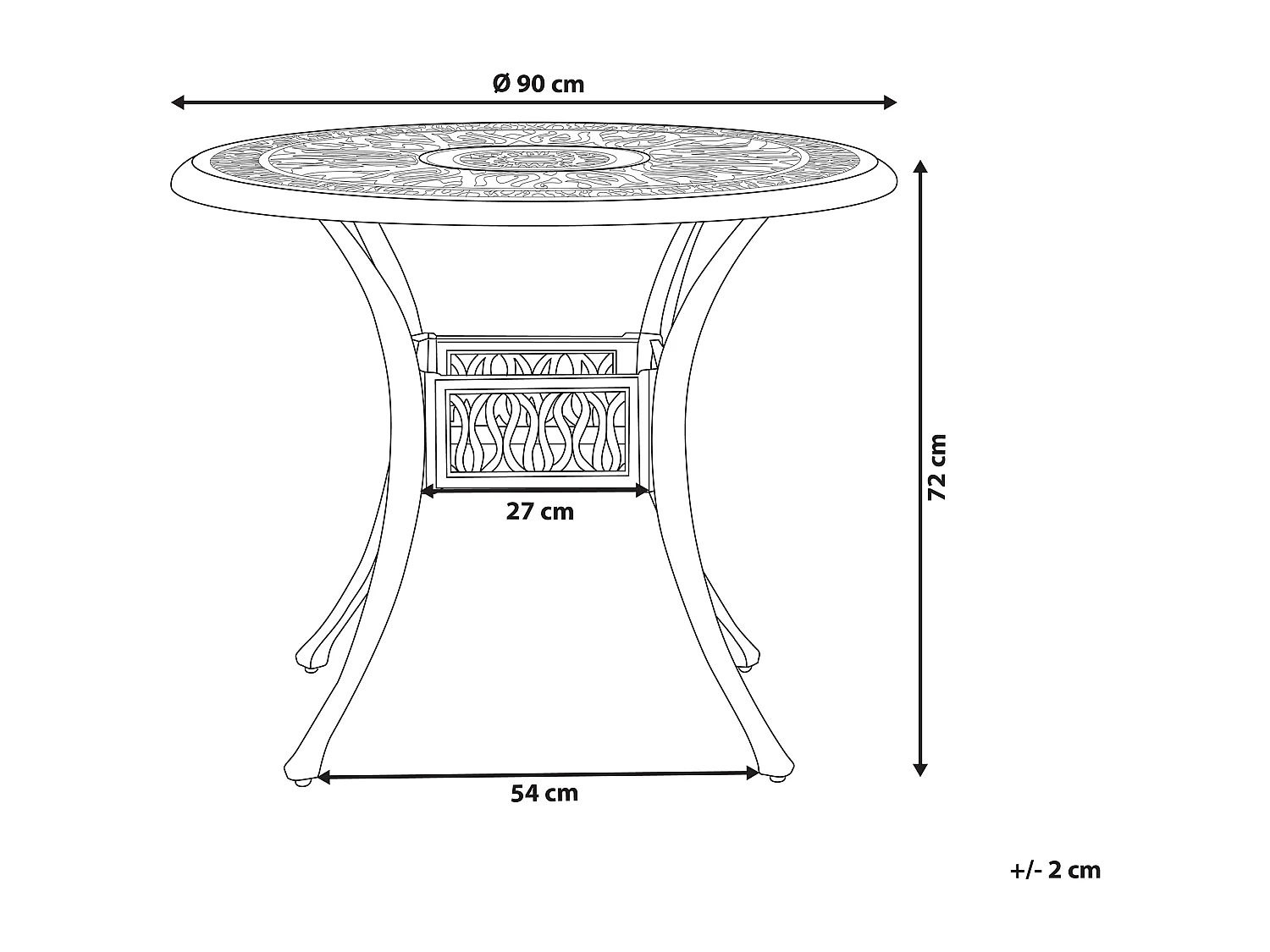 Table bistrot ANCONA 90 cm 90 cm Métal Noir