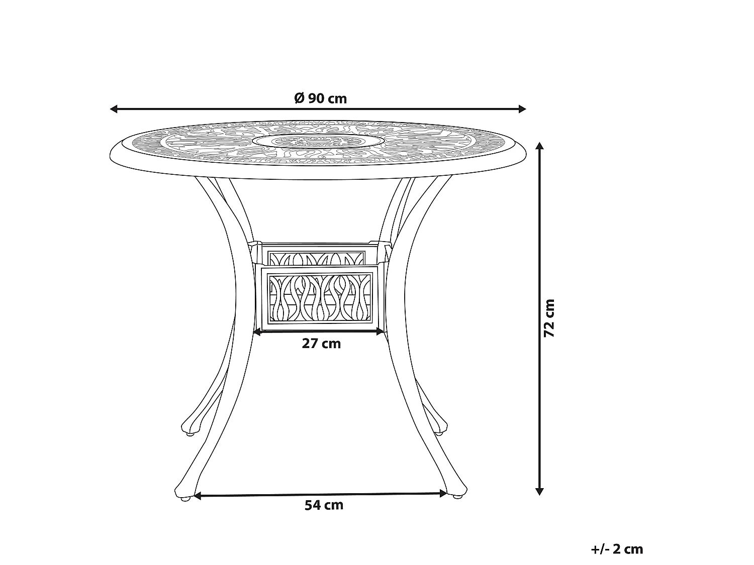 Outdoor Bistrotisch ANCONA 90 cm 90 cm Metall Schwarz