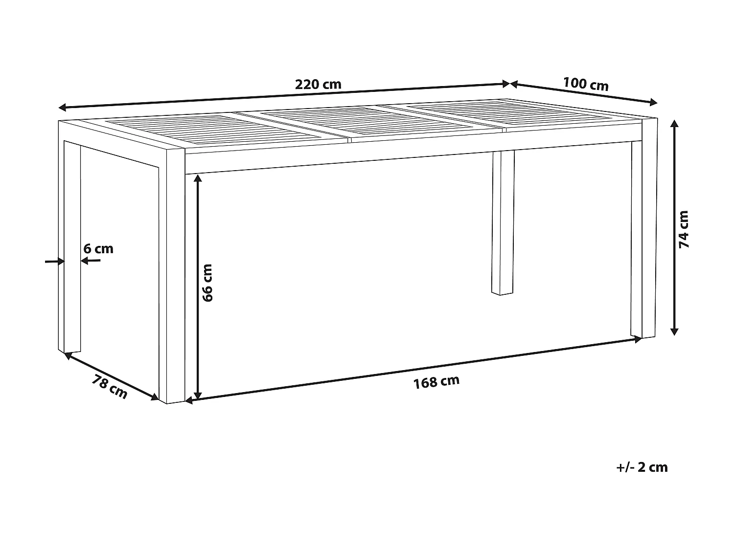 Table de salle à manger de jardin GROSSETO 220 cm 100 cm Bois d'eucalyptus Marron