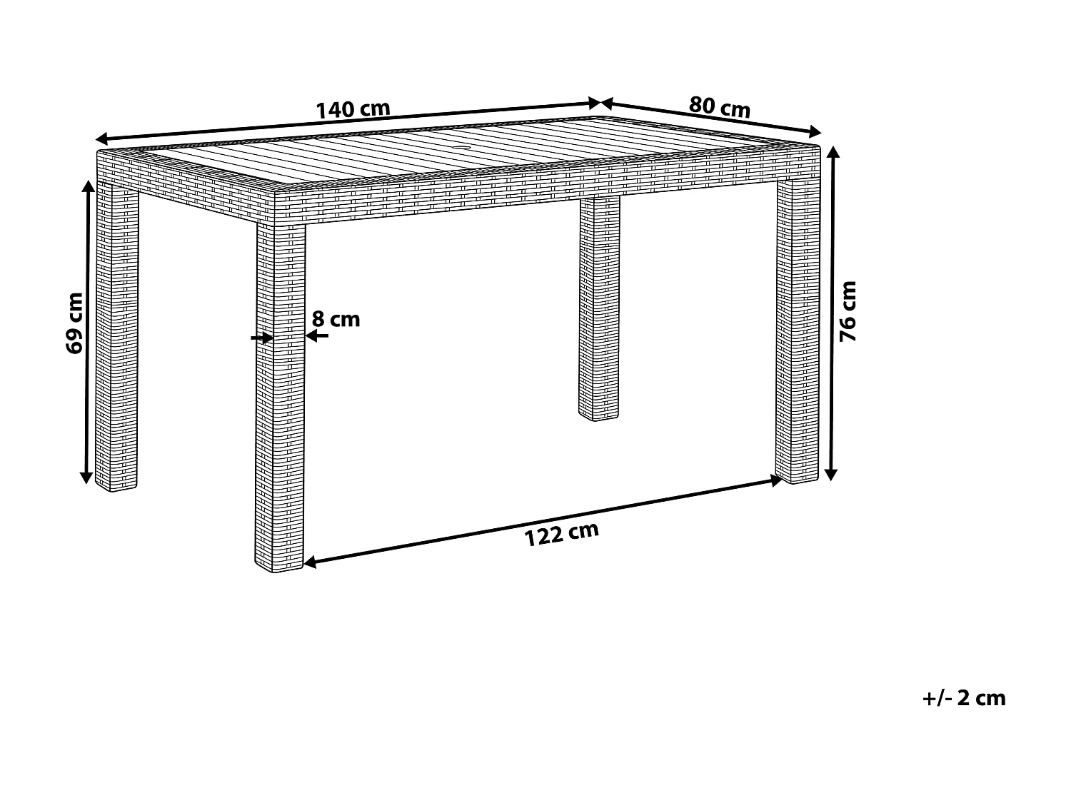 Tuin eettafel FOSSANO 140 cm 80 cm Wit