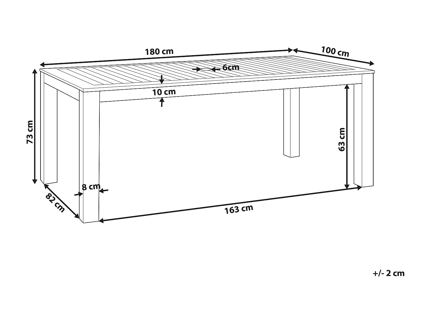 Rustikaler Gartentisch dunkler Holzfarbton Eukalyptusholz 180 x 100 cm Tuscania